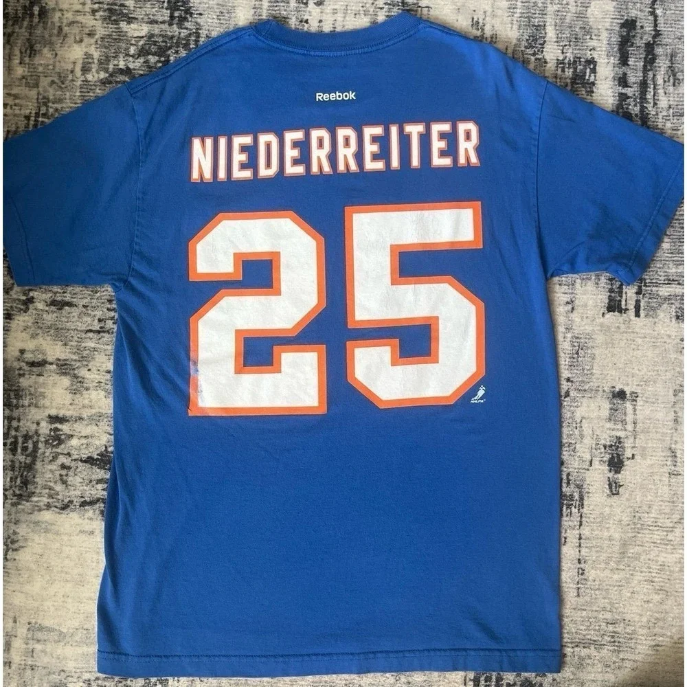 Vintage New York Islanders Nino Niederreiter‎ #25 NHL Reebok T-Shirt Men's 2XL
